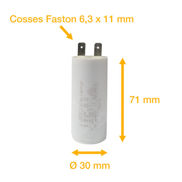 Condensateur 10uF µF ICAR Ecofill WB 40100 démarrage permanent pour